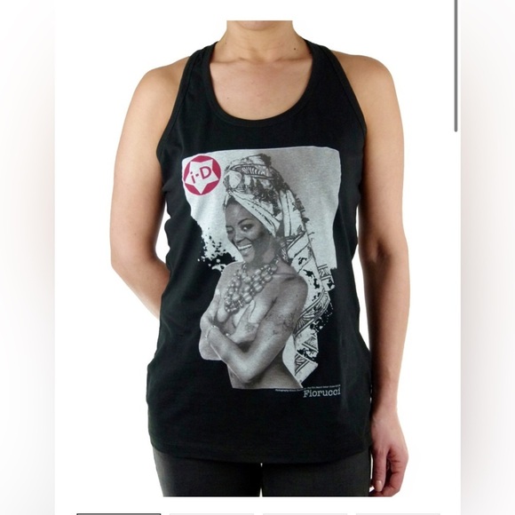 Fiorucci Women’s Naomi Campbell Graphic Black Tank Top Size Large - Picture 1 of 8